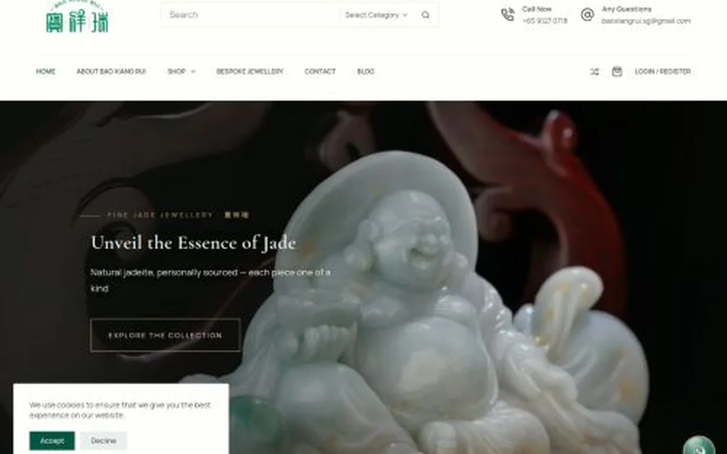 Bao Xiang Rui jade jewellery website homepage — redesigned by Total Web Solutions