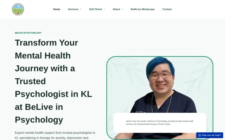 BeLive in Psychology website homepage — designed by Total Web Solutions