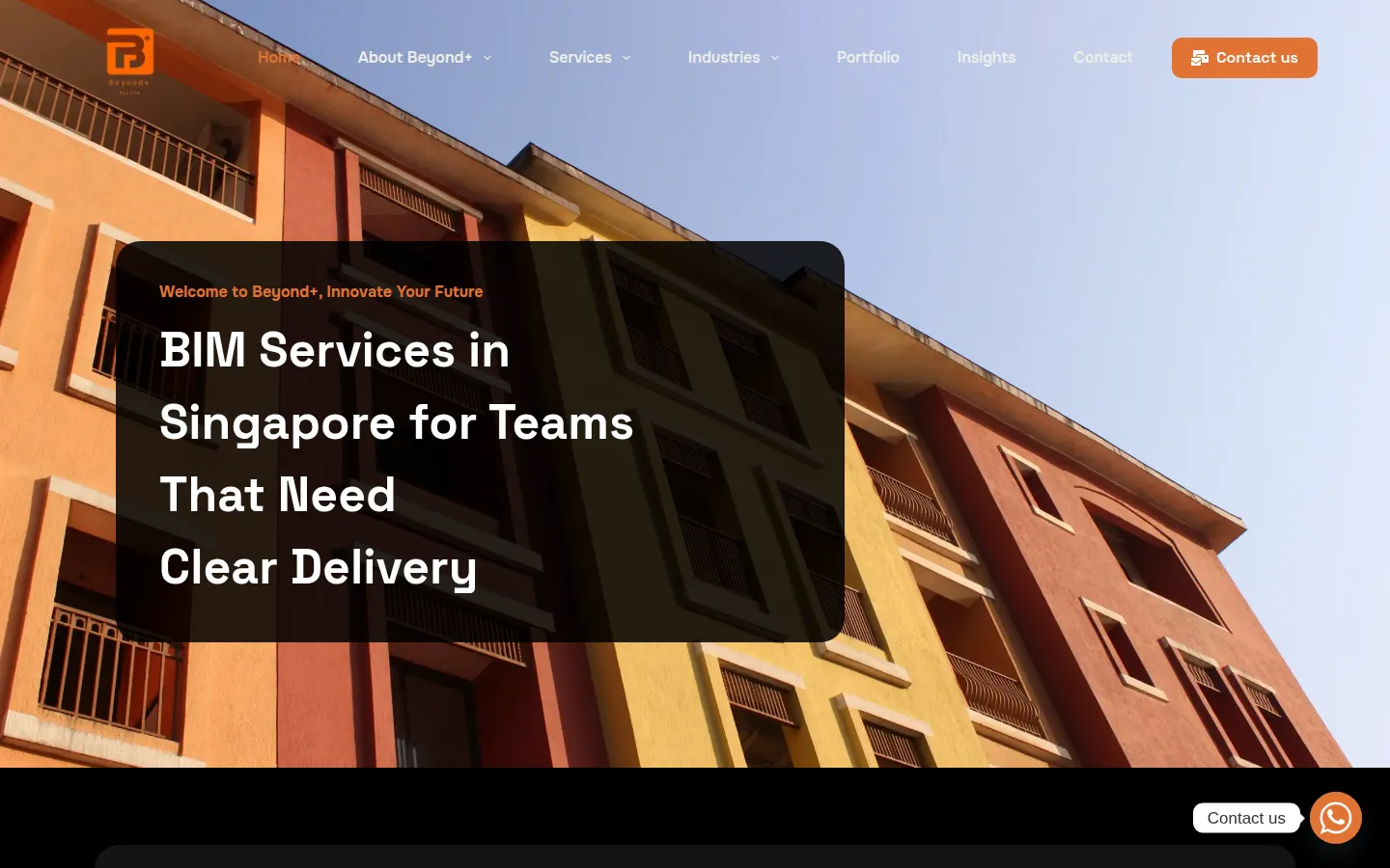 Beyond+ BIM services website homepage — designed by Total Web Solutions