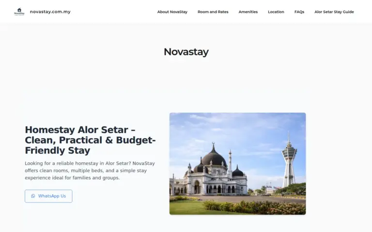 NovaStay homestay website homepage — designed by Total Web Solutions