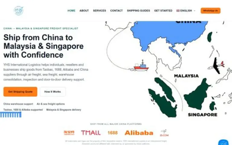 YHS International Logistics website homepage — rebuilt by Total Web Solutions