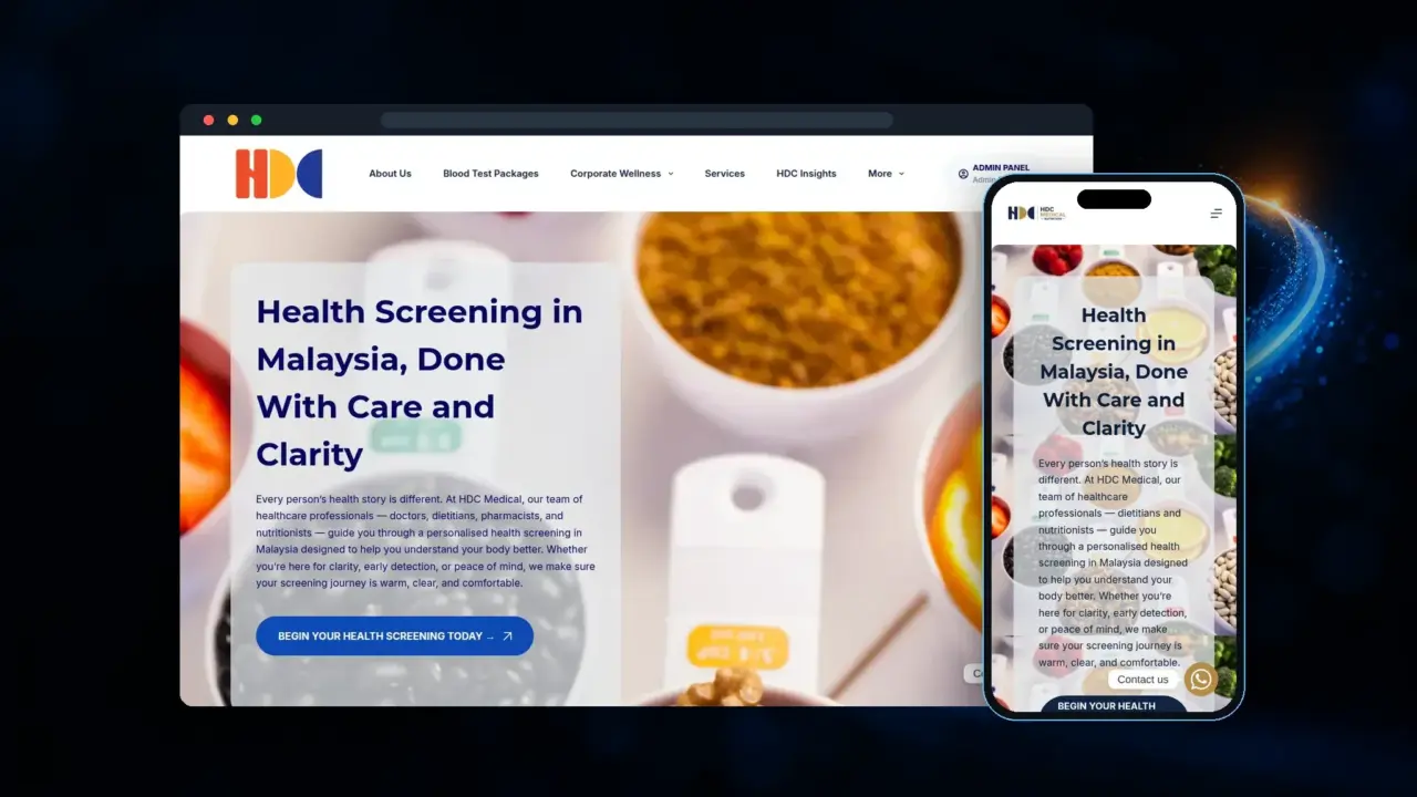 HDC Medical website on desktop and mobile, designed by Total Web Solutions