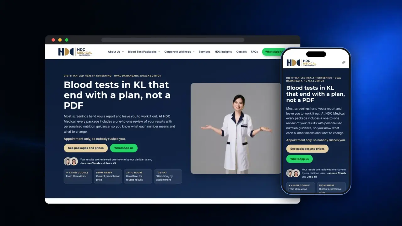 HDC Medical website on desktop and mobile, designed by Total Web Solutions