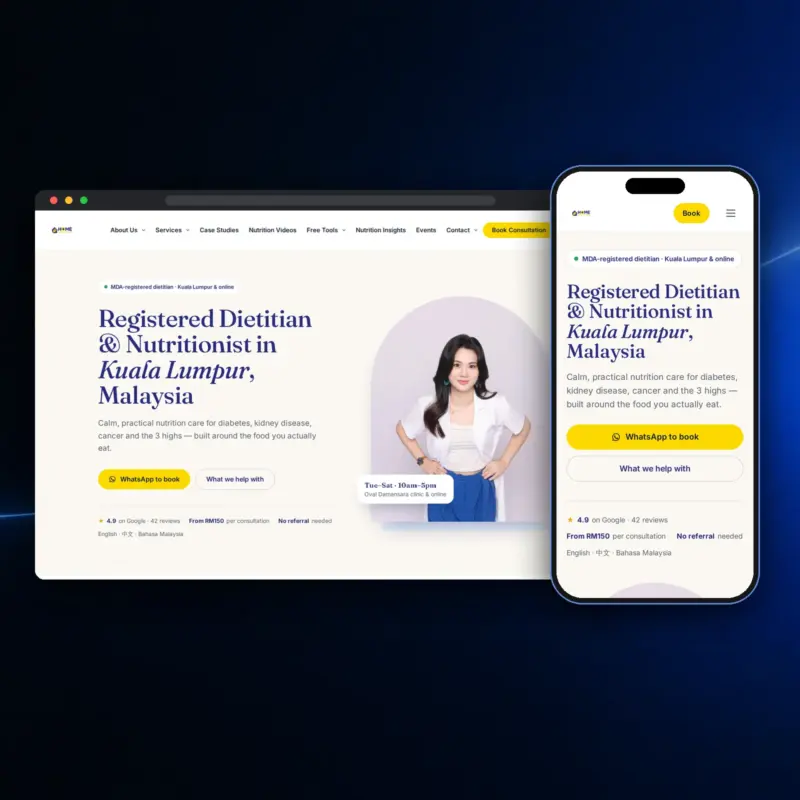 Home Dietitians website on desktop and mobile, built by Total Web Solutions